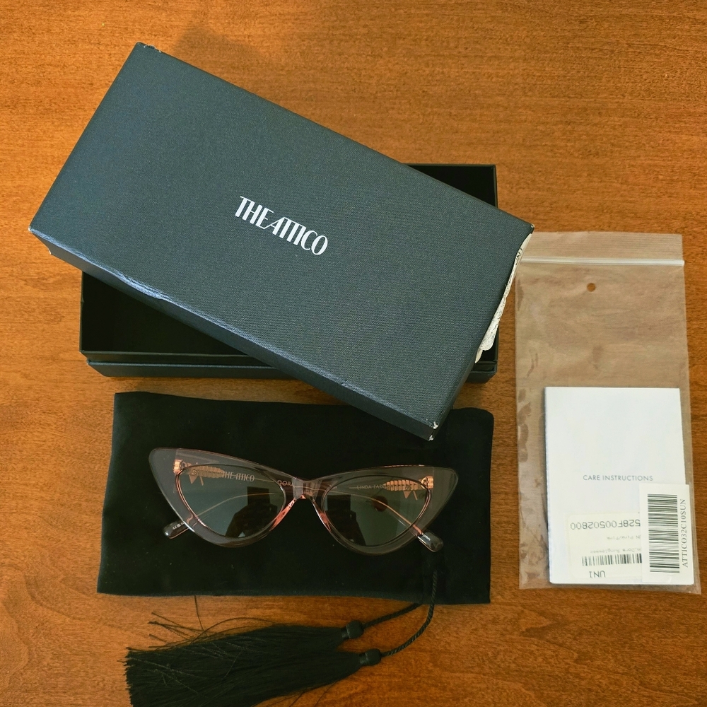 NEW The Attico x LINDA FARROW Dora Sunglasses in Pink - Picture 8 of 16